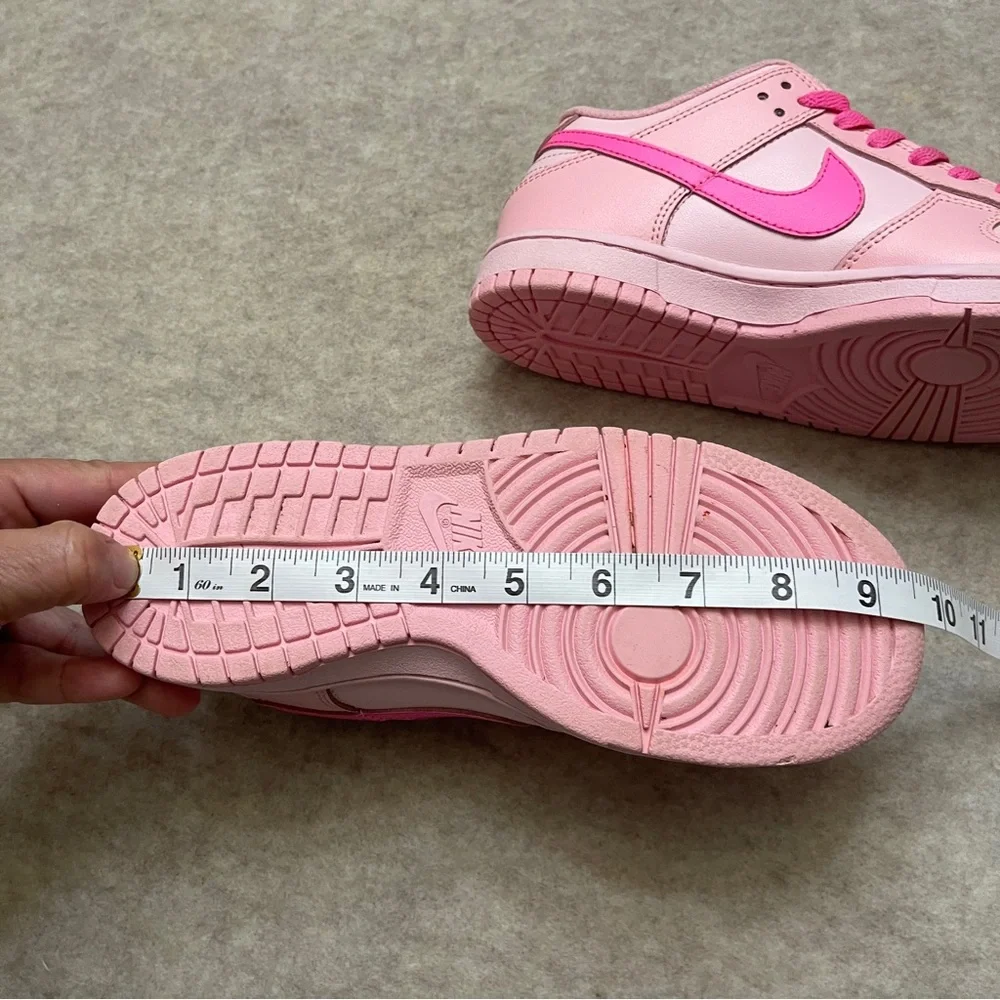Nike Dunk Low in Triple Pink with 2 color laces DH9767-600 Big Girls Size 6
